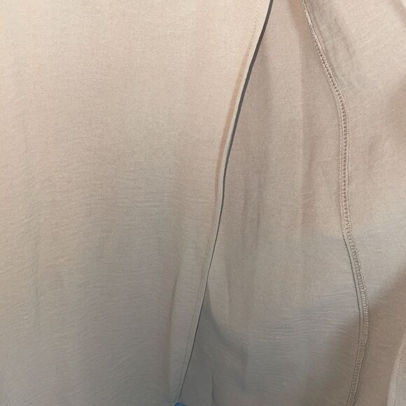 Womens 3XL Wide Leg Pants Split Leg Beige Flowy Palazzo Tie Waist Resort Casual - Picture 9 of 10